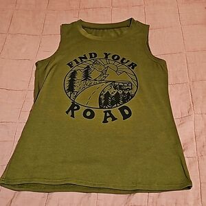 Graphic tank top. Forest Green